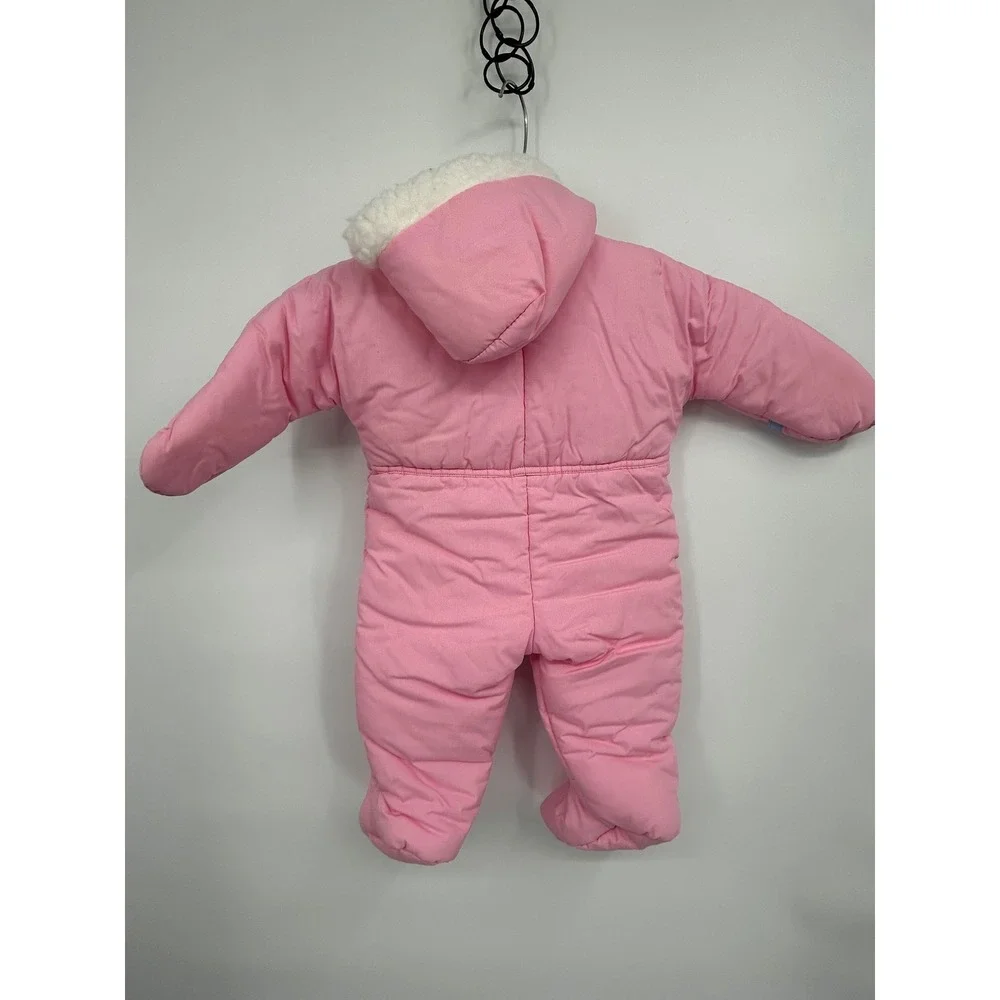Vintage Baby Padded Snowsuit Jumpsuit‎ Pink Elephant Balloons Winter Outfit